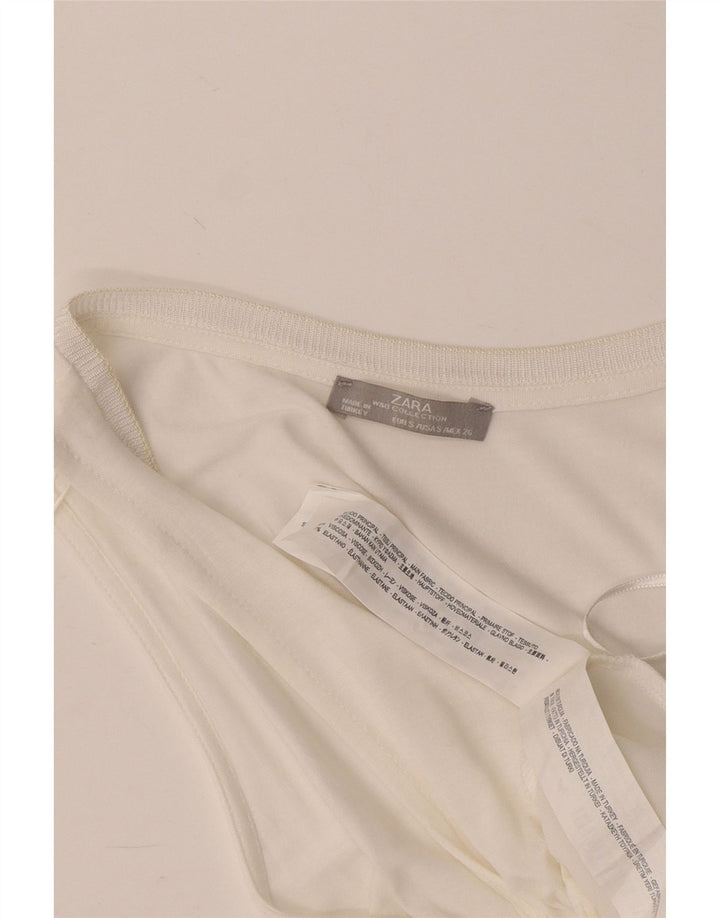 Женский укороченный жилет Zara UK 8, маленький, из белой вискозы