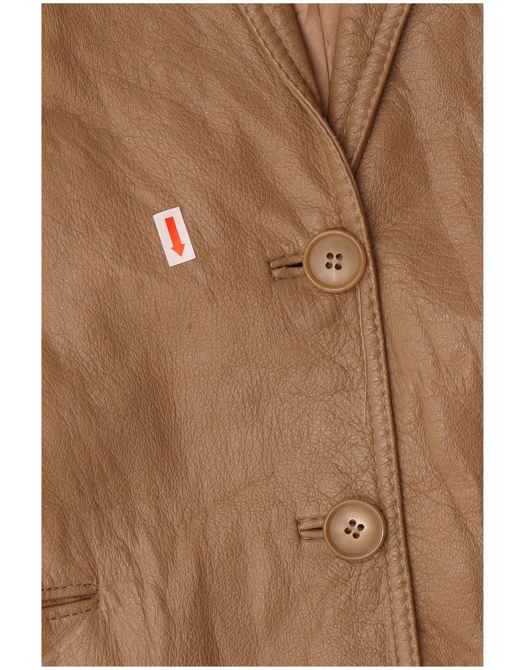 Винтажный женский пиджак на 2 пуговицах IT 44 Средний Бежевый Кожаный Классический Классический