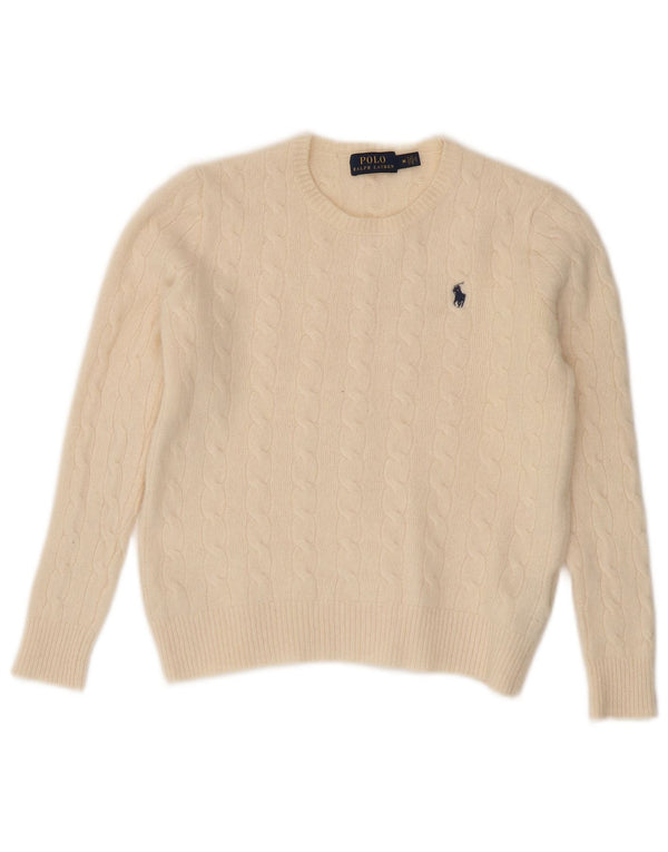 Женский джемпер с круглым вырезом Polo Ralph Lauren, Великобритания 12, средний, белый цвет
