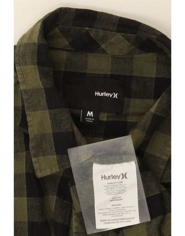 Мужская фланелевая рубашка Hurley среднего размера, зеленая клетка, хлопок