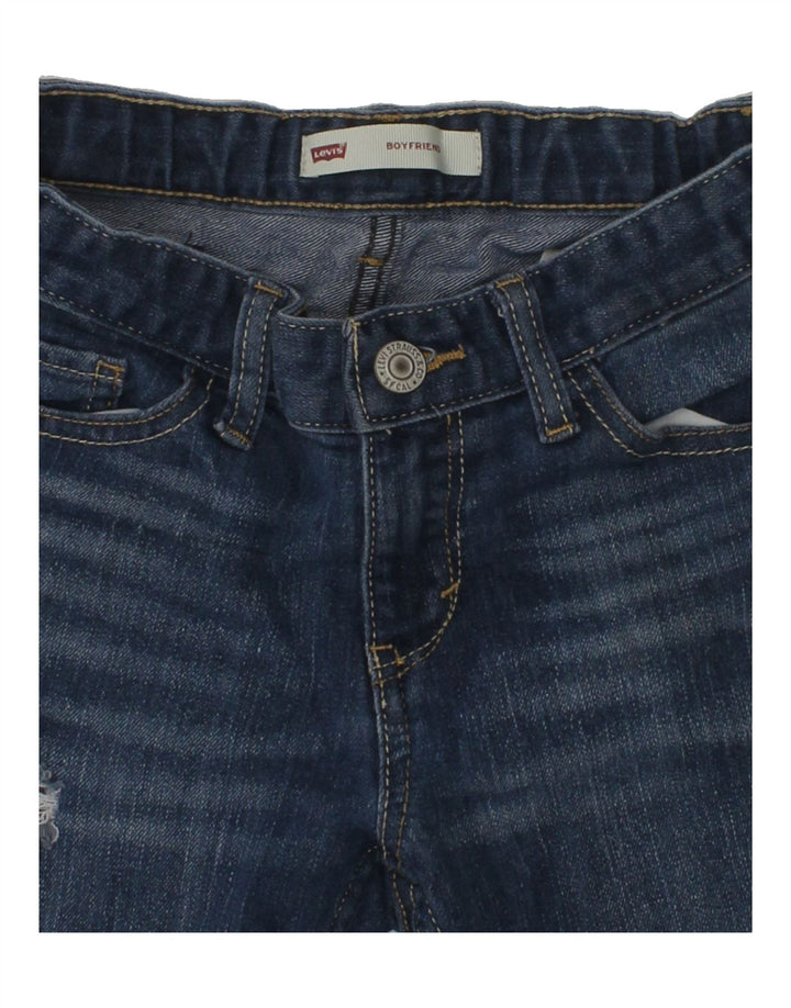 LEVI'S Girls Boyfriend Distressed Slim Jeans 9-10 Years W26 L26 Navy Blue | Vintage Levi's | Thrift | Second-Hand Levi's | Used Clothing | Messina Hembry 