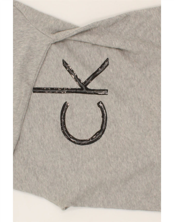 CALVIN KLEIN Womens Graphic Sweatshirt Jumper UK 14 Medium Grey Cotton Vintage Calvin Klein and Second-Hand Calvin Klein from Messina Hembry 