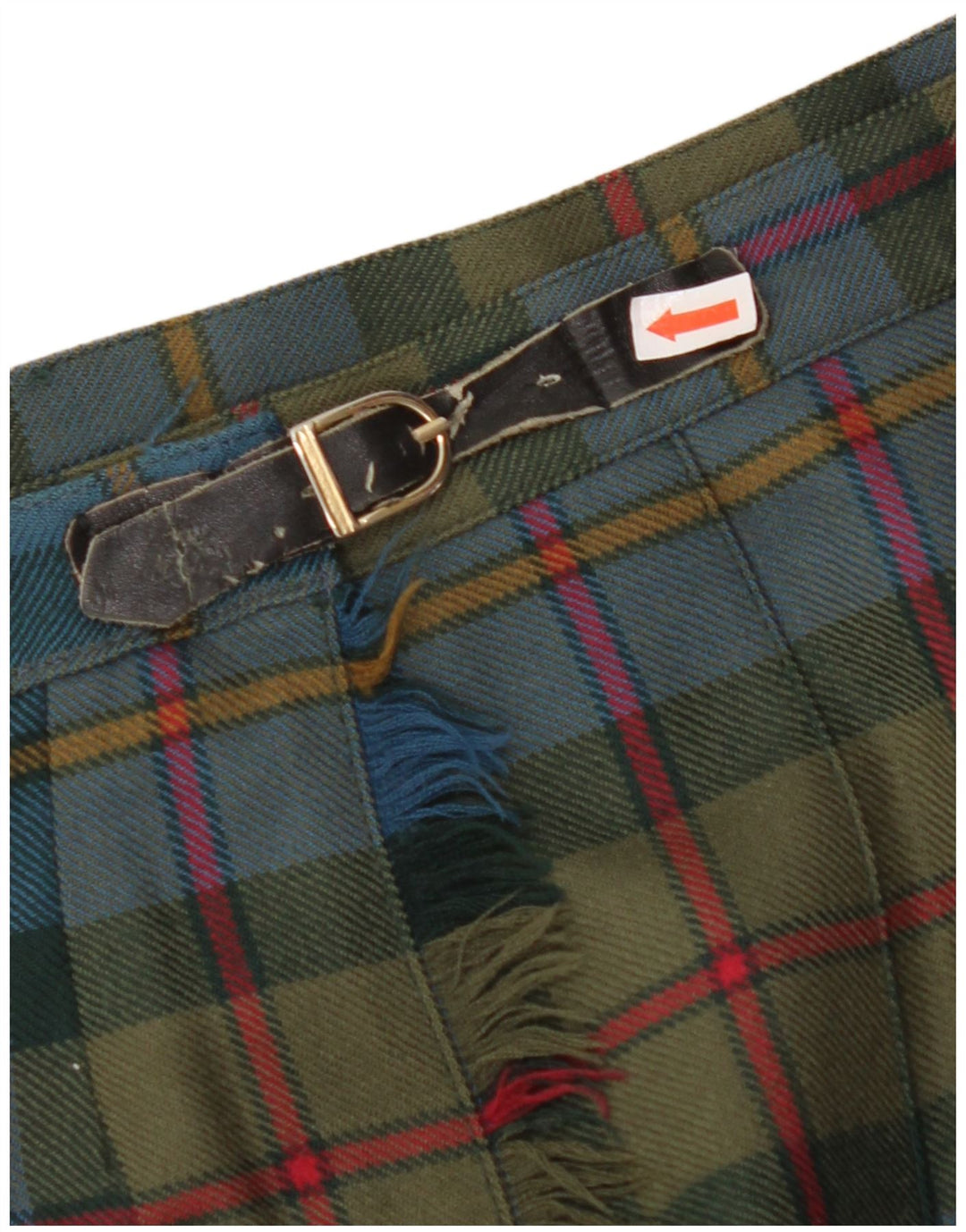 ВИНТАЖНАЯ женская юбка с запахом IT 44 Medium W32 Зеленая клетчатая шерсть из натуральной шерсти