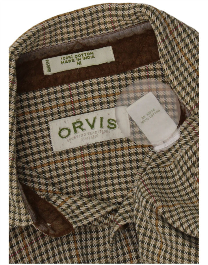 Мужская фланелевая рубашка Orvis среднего зеленого цвета, хлопок с узором «гусиные лапки»