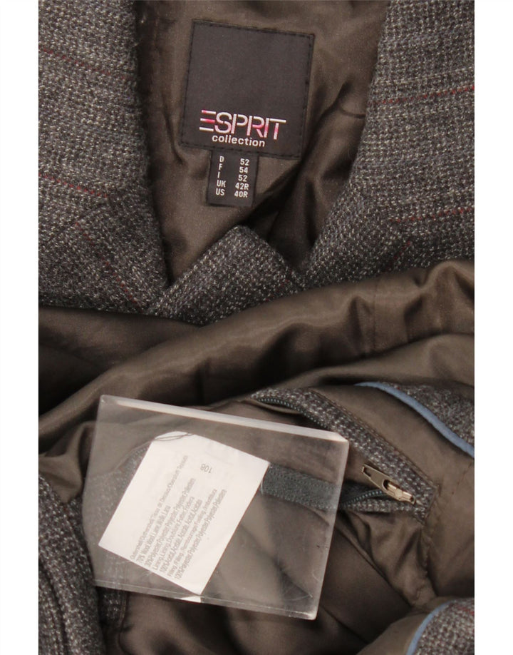 Мужской удлиненный пиджак Esprit на 3 пуговицах, Великобритания 42 XL, серая шерсть