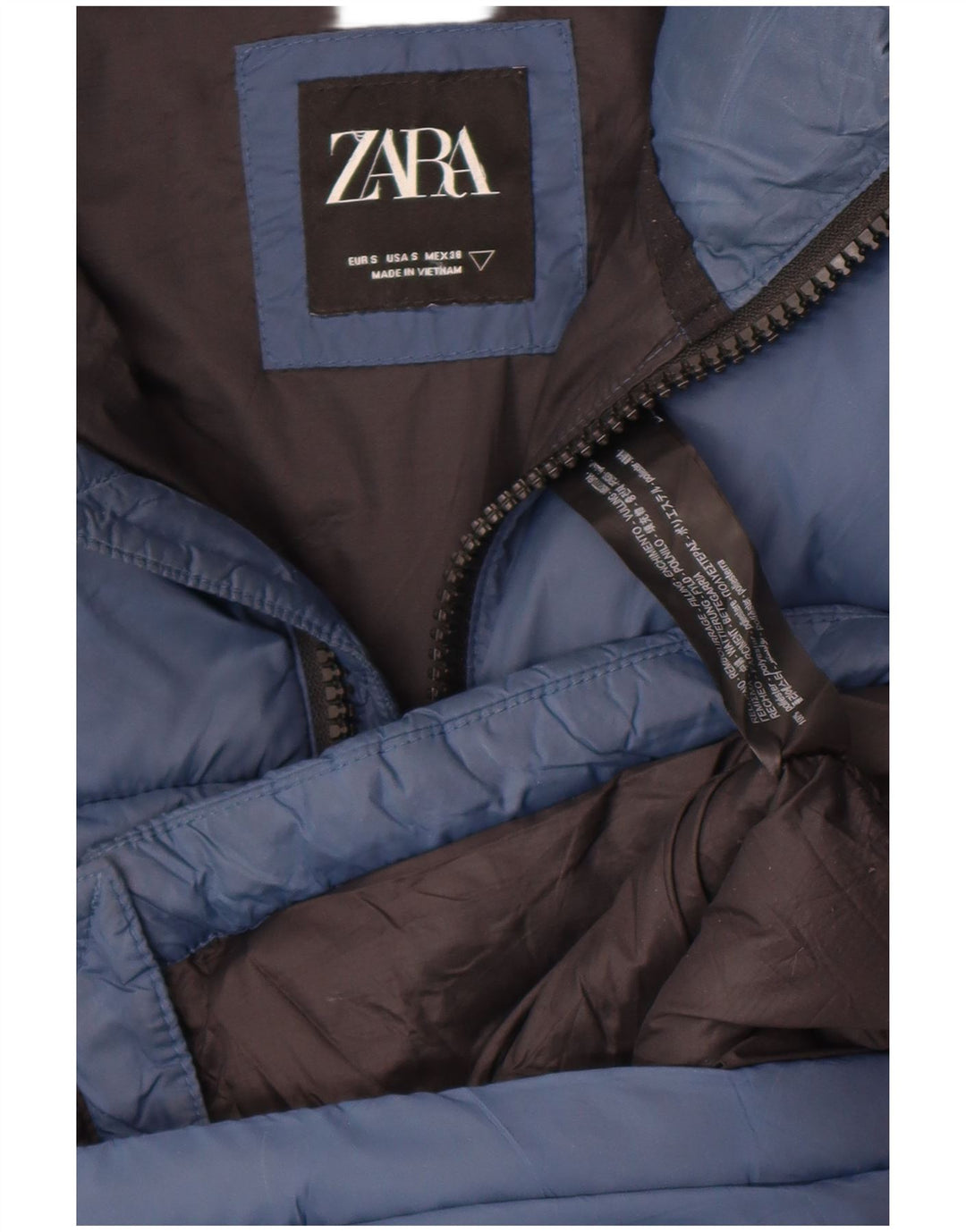 Мужская стеганая куртка Zara UK 36, маленькая, темно-синяя, полиэстер