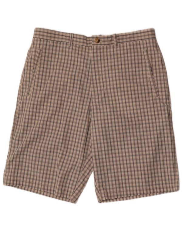 Marks & Spencer Mens Chino Shorts W34 Large Beige Check Cotton