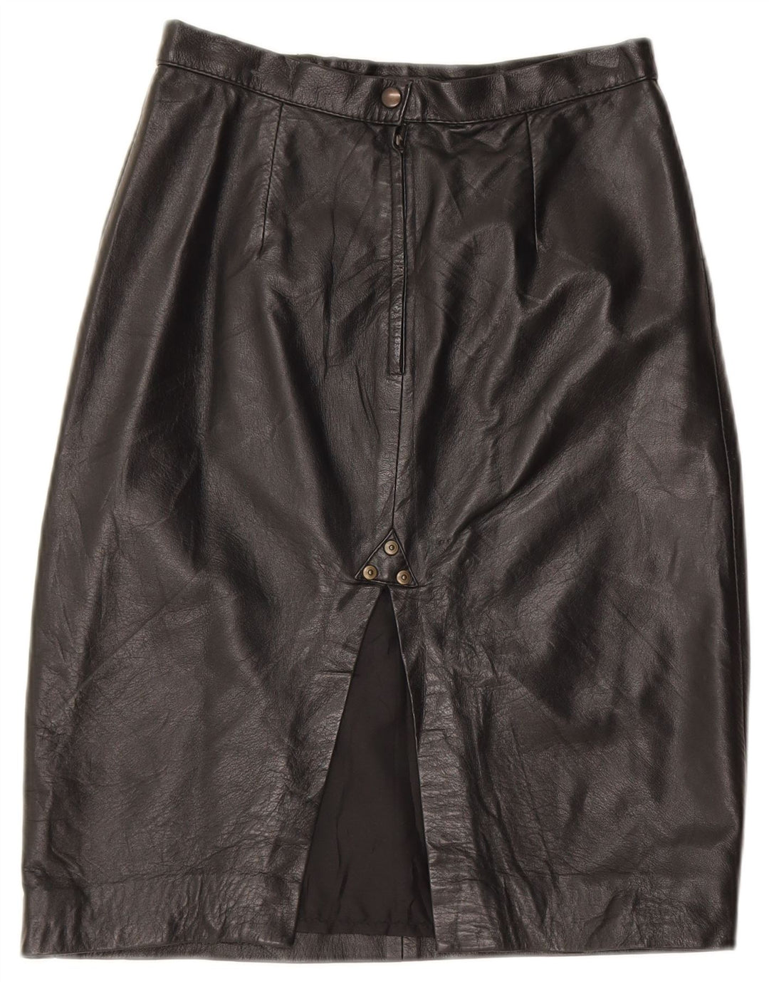 Винтажная женская кожаная юбка с высокой талией IT 42 Medium W28 Черная