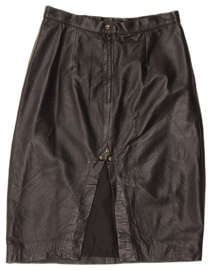 Винтажная женская кожаная юбка с высокой талией IT 42 Medium W28 Черная