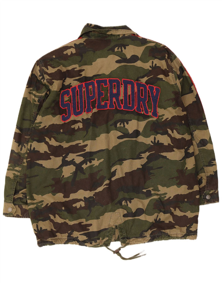 Женская куртка Superdry в стиле милитари с графическим рисунком UK 12, средний камуфляж цвета хаки