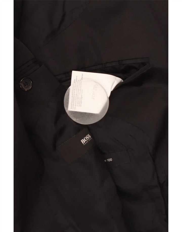 Мужской пиджак Hugo Boss на 1 пуговице UK 50, большой черный из натуральной шерсти