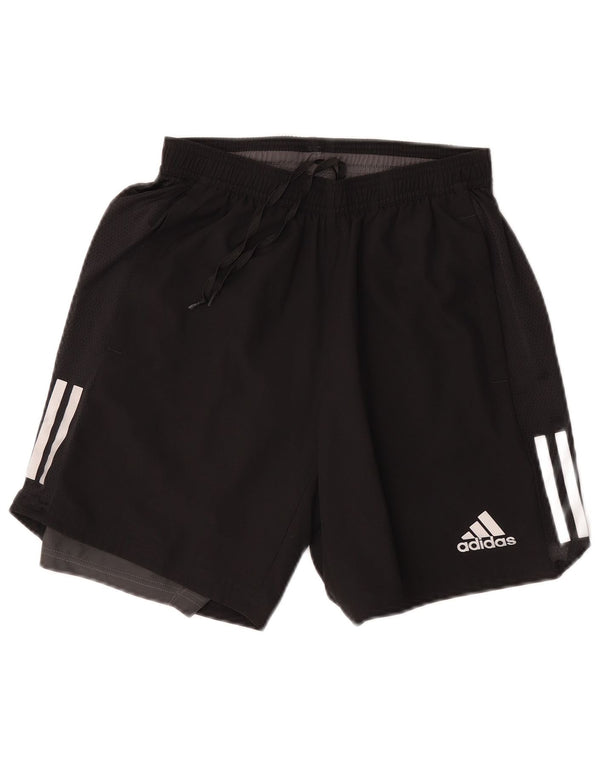 Мужские спортивные шорты для бега Adidas, маленькие черные полиэстер с цветными блоками
