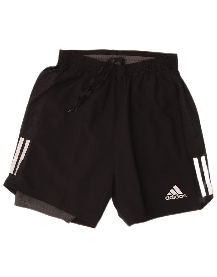 Мужские спортивные шорты для бега Adidas, маленькие черные полиэстер с цветными блоками