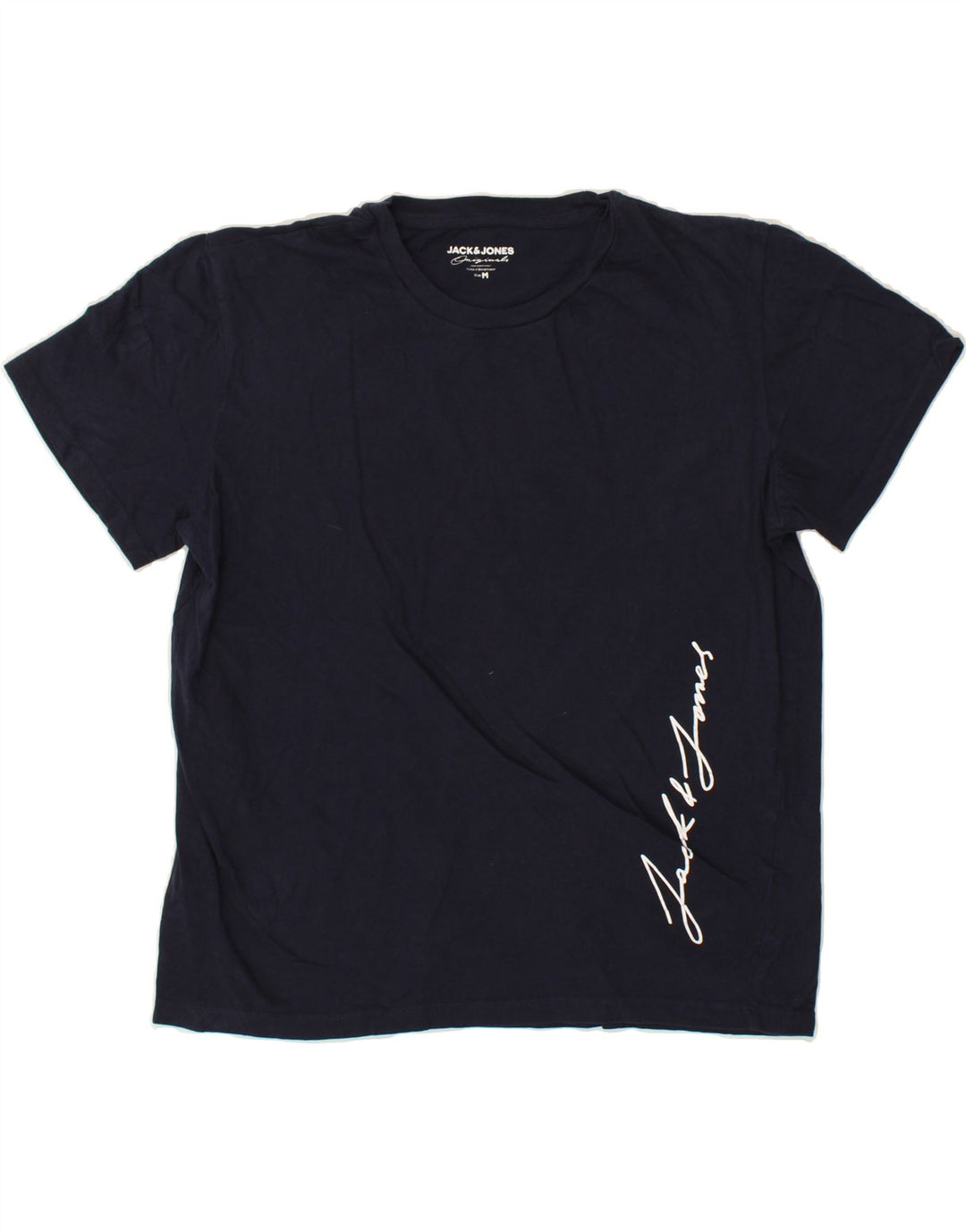 JACK & JONES Mens Graphic T-Shirt Top Medium Navy Blue Cotton Vintage Jack & Jones and Second-Hand Jack & Jones from Messina Hembry 