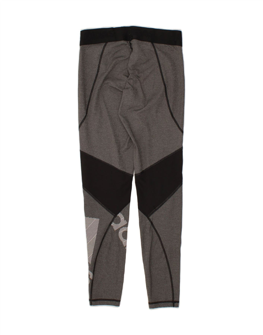 ADIDAS Womens Graphic Leggings UK 12/14 Medium  Grey Colourblock Polyester Vintage Adidas and Second-Hand Adidas from Messina Hembry 