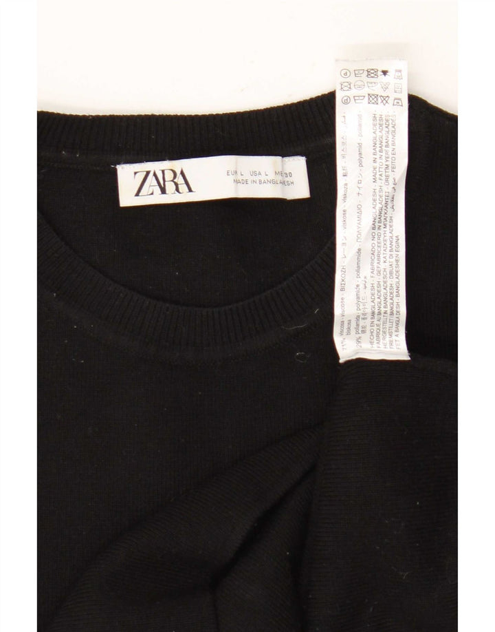 Женский укороченный топ Zara UK 14, большой черный, вискоза