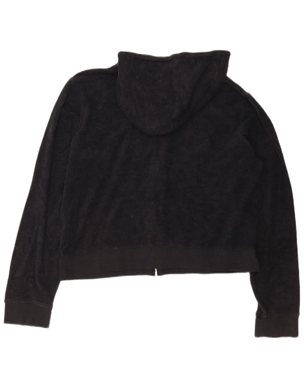 JUICY COUTURE Женский бархатный свитер с капюшоном на молнии UK 22 3XL, черный хлопок