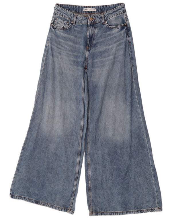 Женские расклешенные джинсы Zara EU 38, маленькие W28 L32, синие, хлопок