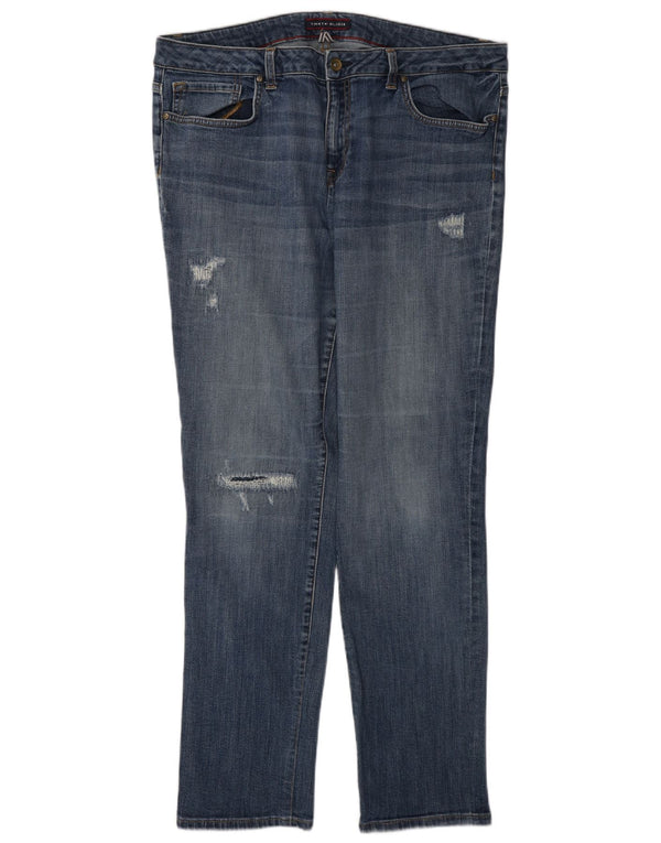 Женские потертые узкие джинсы Tommy Hilfiger W36 L31, синий хлопок