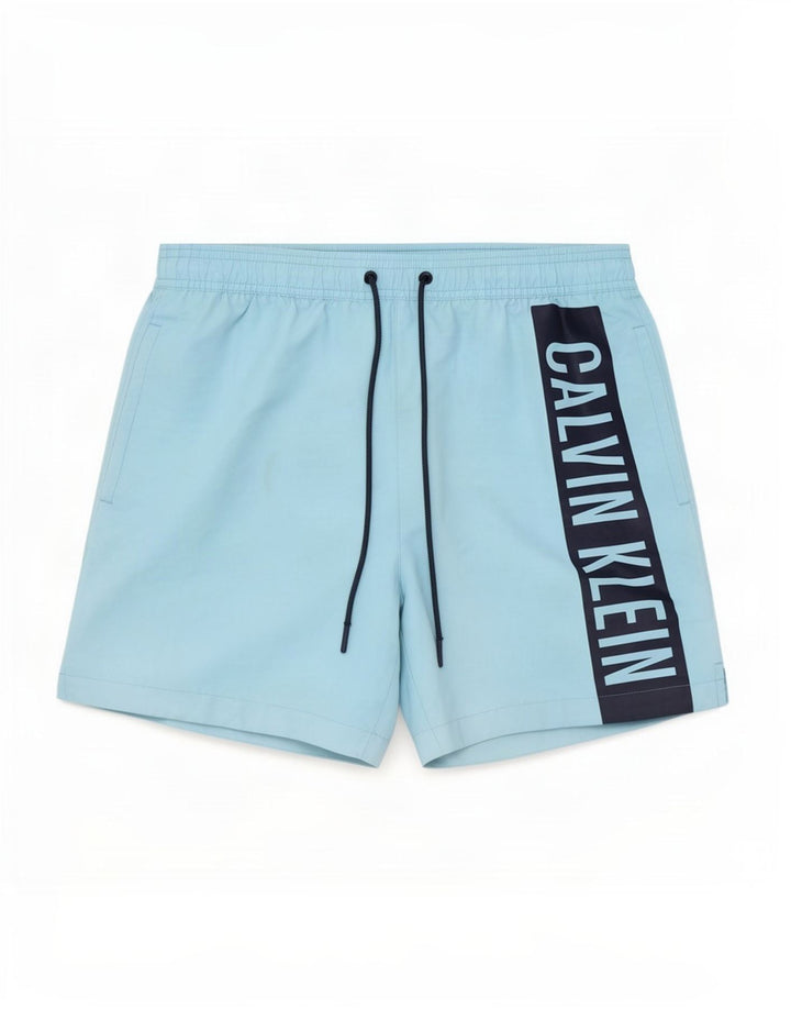 Calvin Klein Мужские шорты для плавания с рисунком, маленькие синие, полиэстер с цветными блоками