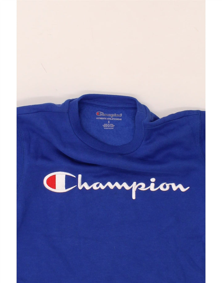 CHAMPION Boys Graphic Sweatshirt Jumper 7-8 Years Small  Blue Cotton Vintage Champion and Second-Hand Champion from Messina Hembry 