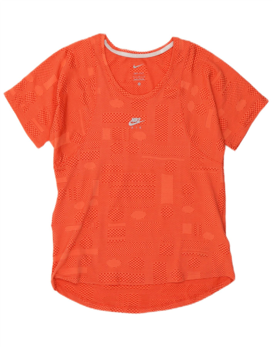 Женская футболка Nike Dri Fit Top UK 12, средний оранжевый полиэстер с геометрическим рисунком