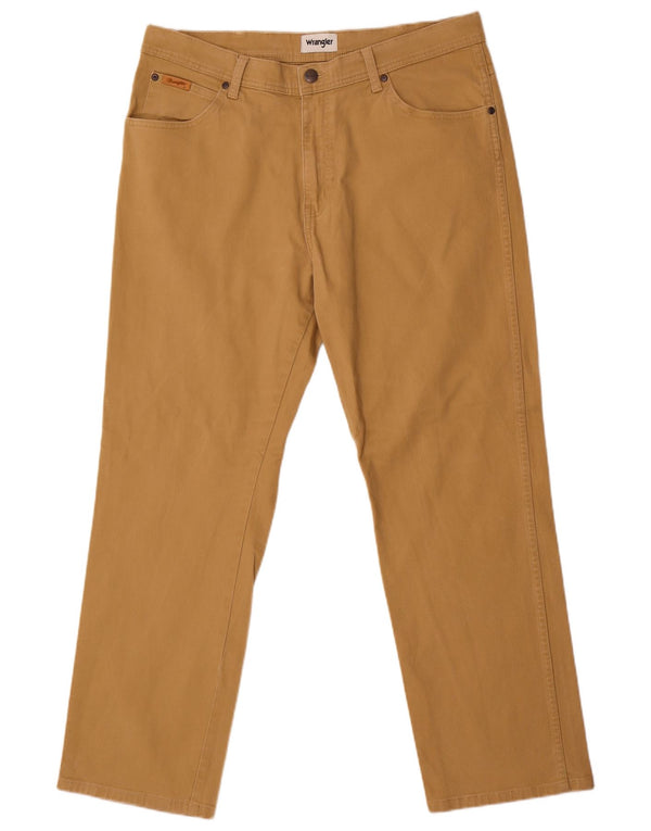 Wrangler Mens Texas Straight Casual Trousers W36 L30 Beige Cotton
