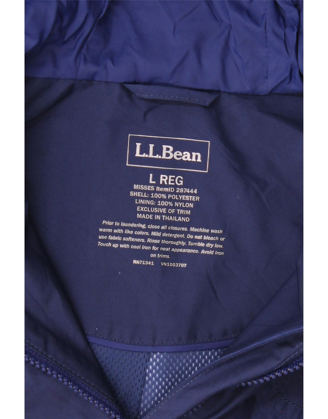 L.L.BEAN Womens Hooded Raincoat UK 16 Large Navy Blue Polyester Vintage L.L.Bean and Second-Hand L.L.Bean from Messina Hembry 