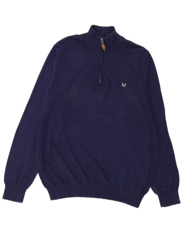ОДЕЖДА ЭКИПАЖА Мужской свитер с воротником на молнии 3XL Темно-синий хлопок