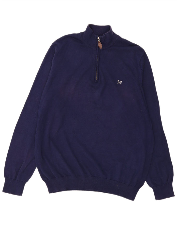 ОДЕЖДА ЭКИПАЖА Мужской свитер с воротником на молнии 3XL Темно-синий хлопок