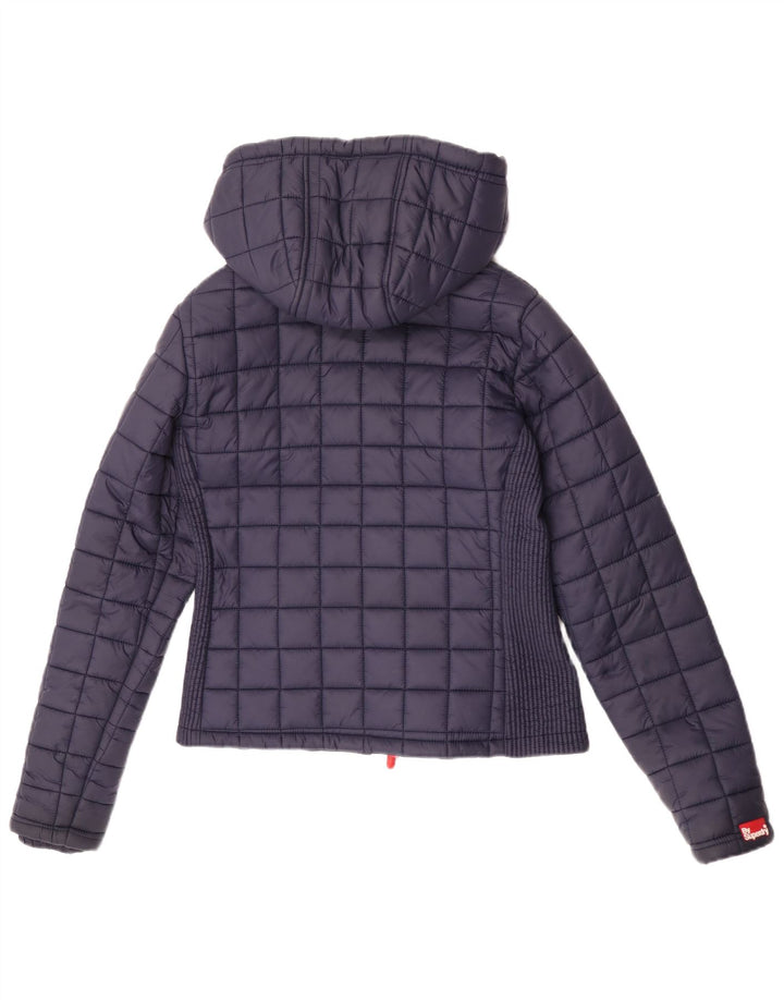 Женская утепленная куртка Superdry с капюшоном UK 12, средний темно-синий, нейлон