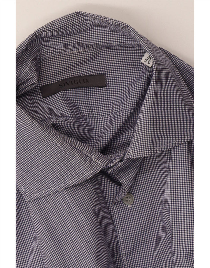 Мужская рубашка SIVIGLIA, размер 40 15 3/4, средний темно-синий в клетку