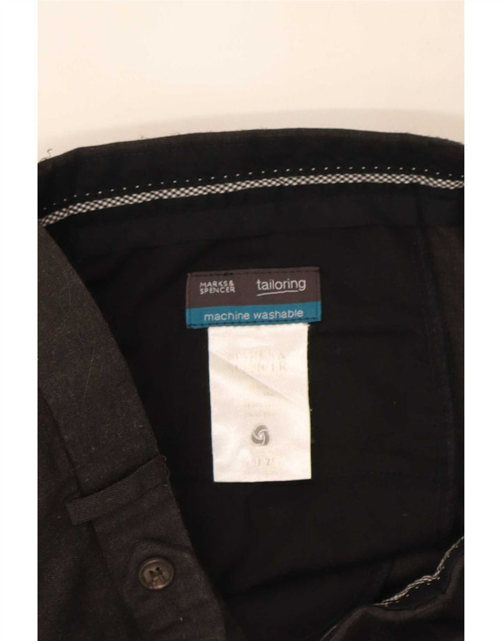 Мужские прямые костюмные брюки Marks & Spencer W34 L31 черные шерстяные