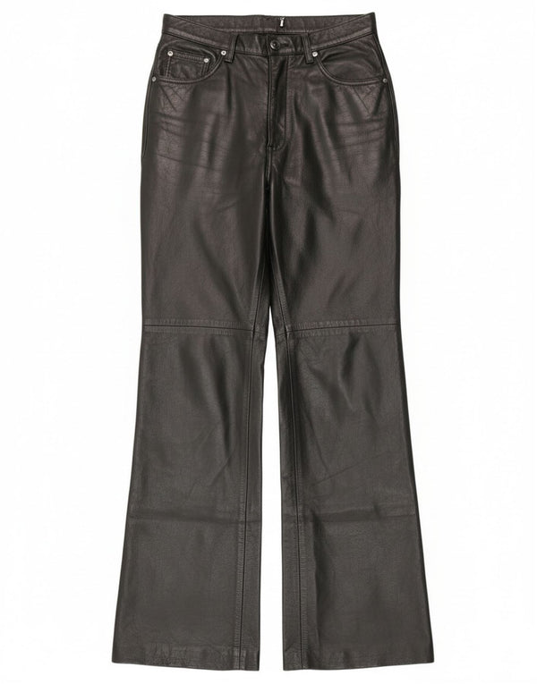 Винтажные женские кожаные брюки Bootcut IT 44 Medium W28 L30 Черные кожаные