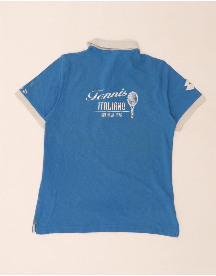 Женская рубашка поло для регби LOTTO Italia, Великобритания, 14 размеров, большая синяя хлопковая ткань