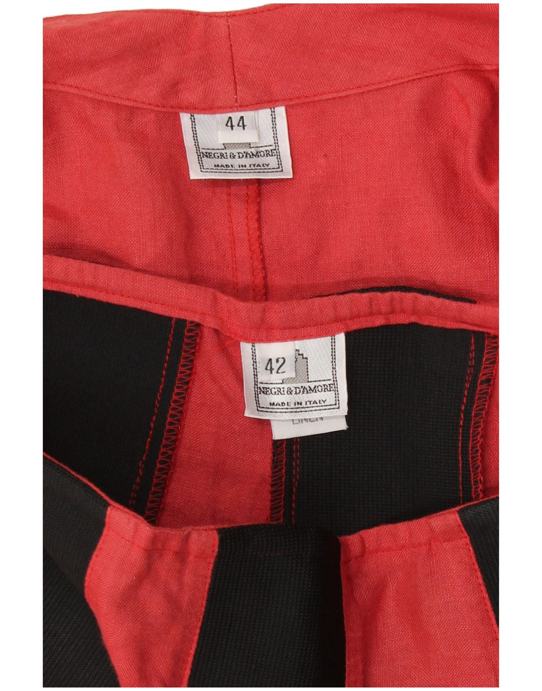 Винтажный женский комплект из 2 юбок IT 44, средний W26, красный лен с цветными блоками