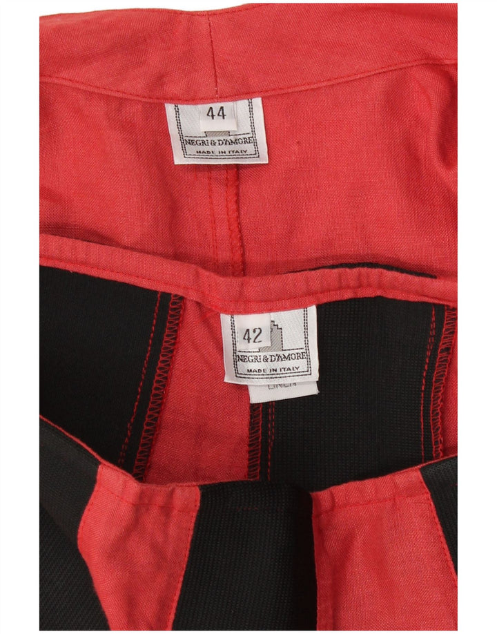 Винтажный женский комплект из 2 юбок IT 44, средний W26, красный лен с цветными блоками