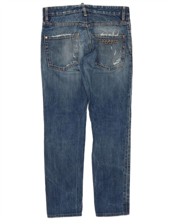 Мужские потертые узкие джинсы Dsquared IT 46, маленькие W32 L30, синие, хлопок