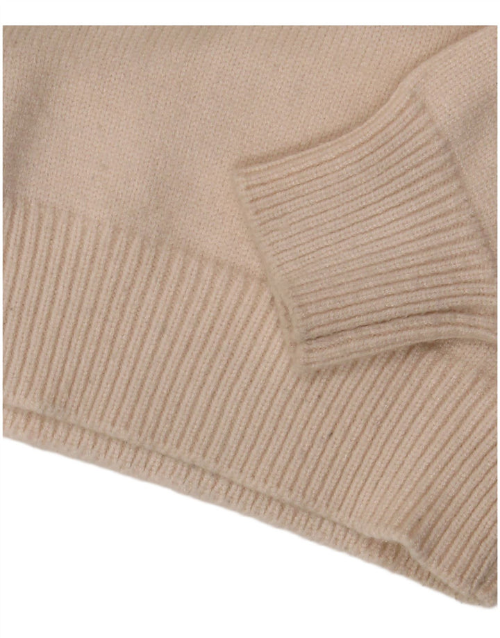 Женский укороченный джемпер с круглым вырезом Zara UK 12, средний цвет из вискозы белого цвета