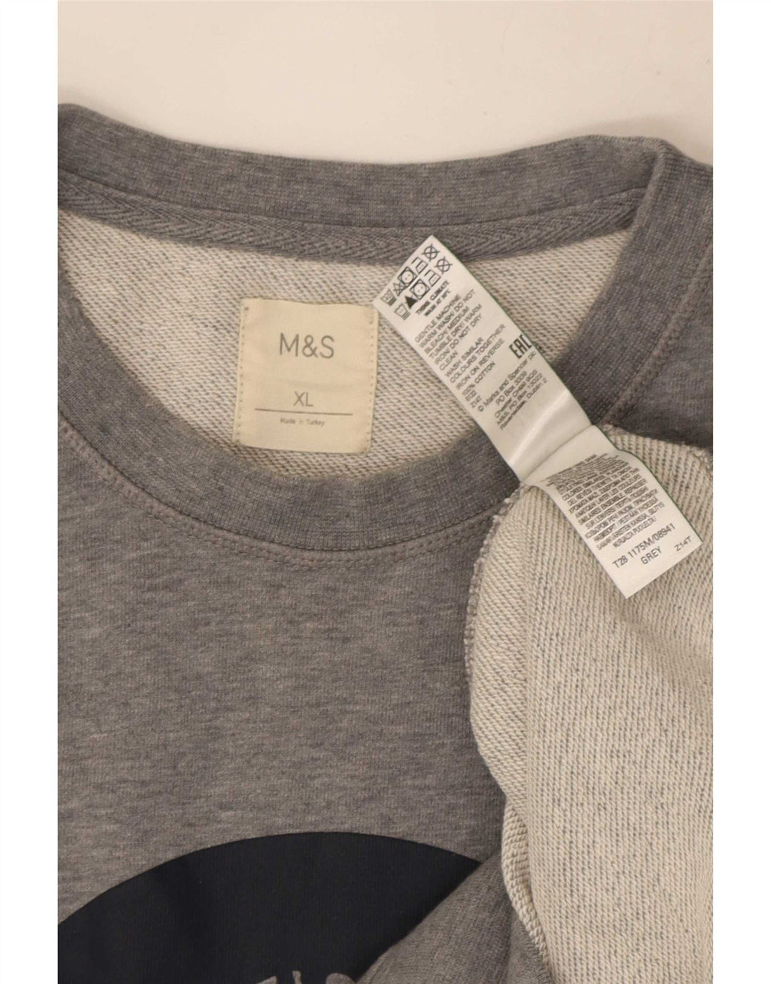 Мужской свитшот с рисунком Marks & Spencer XL, серый хлопок