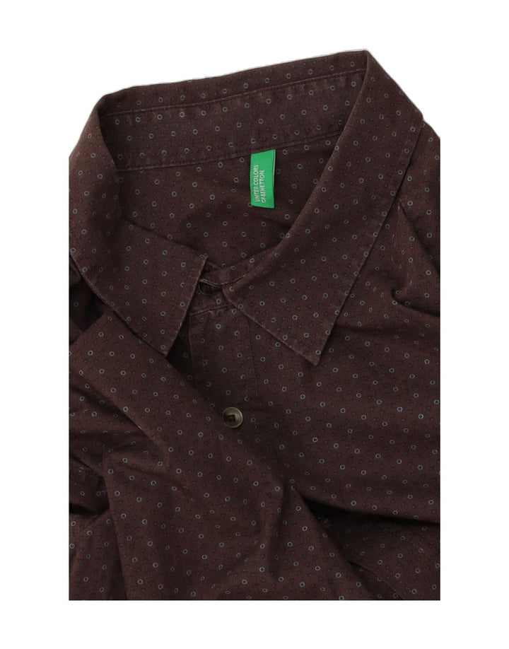 BENETTON Mens Shirt Medium Brown Spotted Vintage Benetton and Second-Hand Benetton from Messina Hembry 