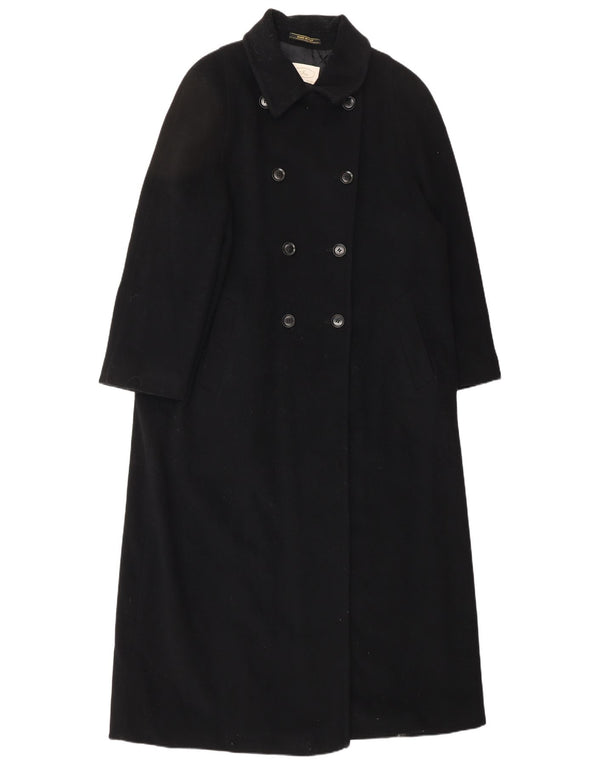 Винтажное женское двубортное пальто IT 44 Medium Black Wool