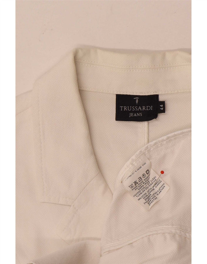 Trussardi Jeans Женский пиджак на 3 пуговицах IT 44 Средний Белый Хлопок