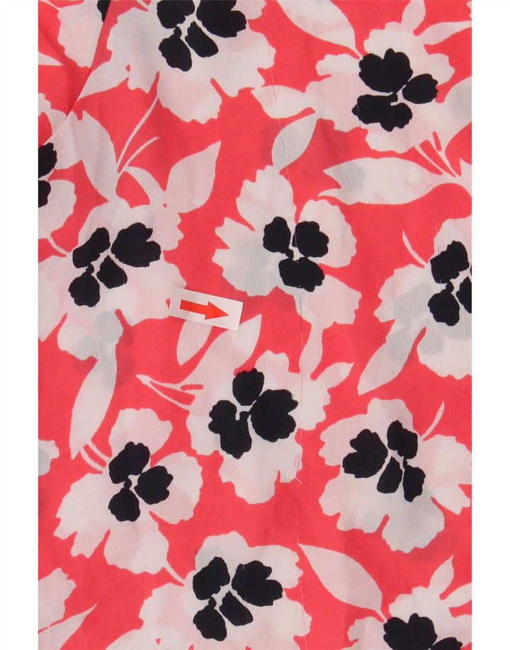 Женская блузка-рубашка оверсайз Marks & Spencer UK 18 XL, красный полиэстер с цветочным принтом