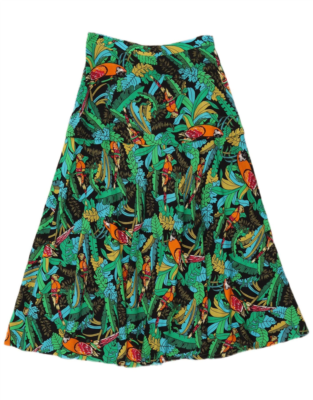 Винтажный женский комплект из 2 юбок среднего размера W26 с зеленым цветочным принтом в гавайском стиле