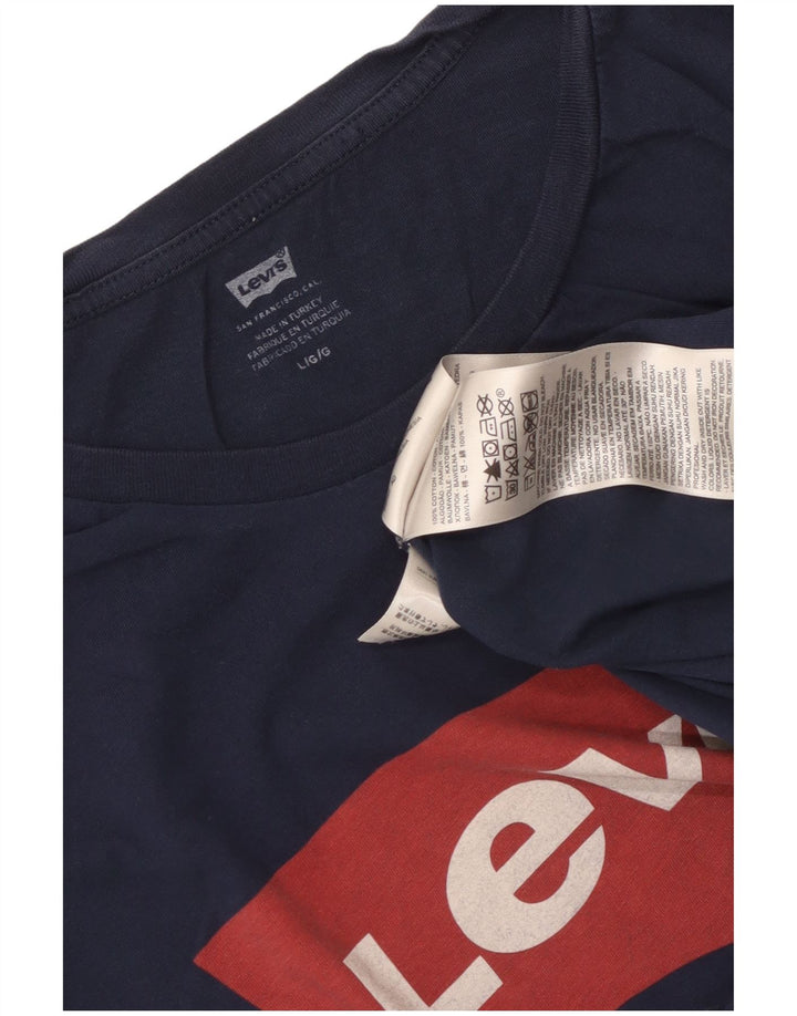Мужская футболка с рисунком Levi's, большой размер, темно-синий, хлопок