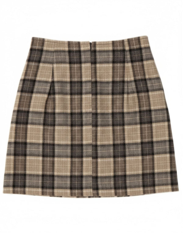 Винтажная женская юбка с запахом и высокой талией IT 42 Medium W23 Серая клетчатая шерсть