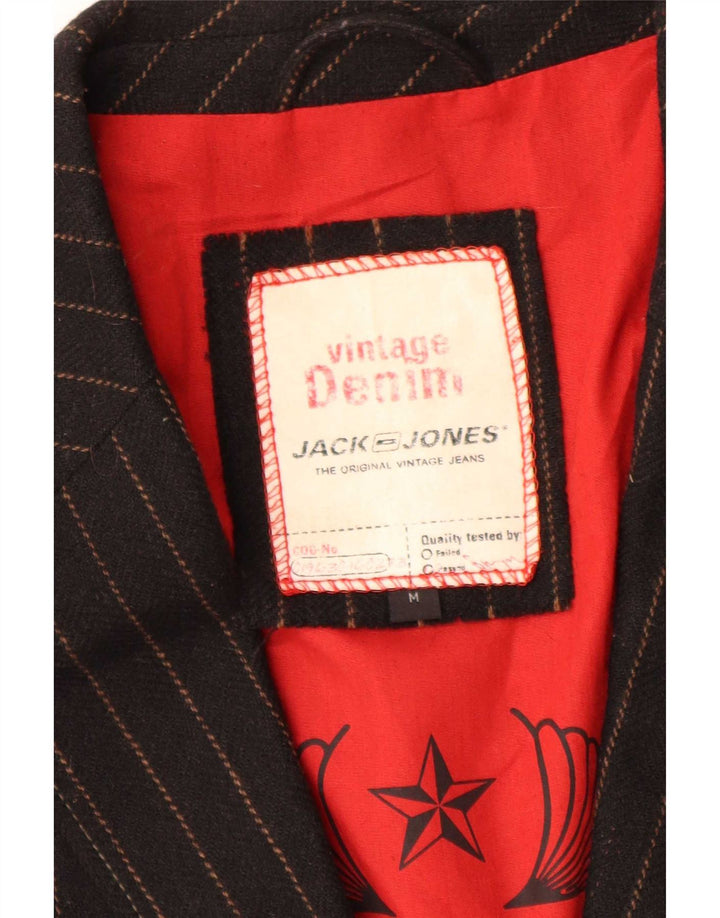 Мужской пиджак с рисунком Jack & Jones UK 38, средний черный в тонкую полоску