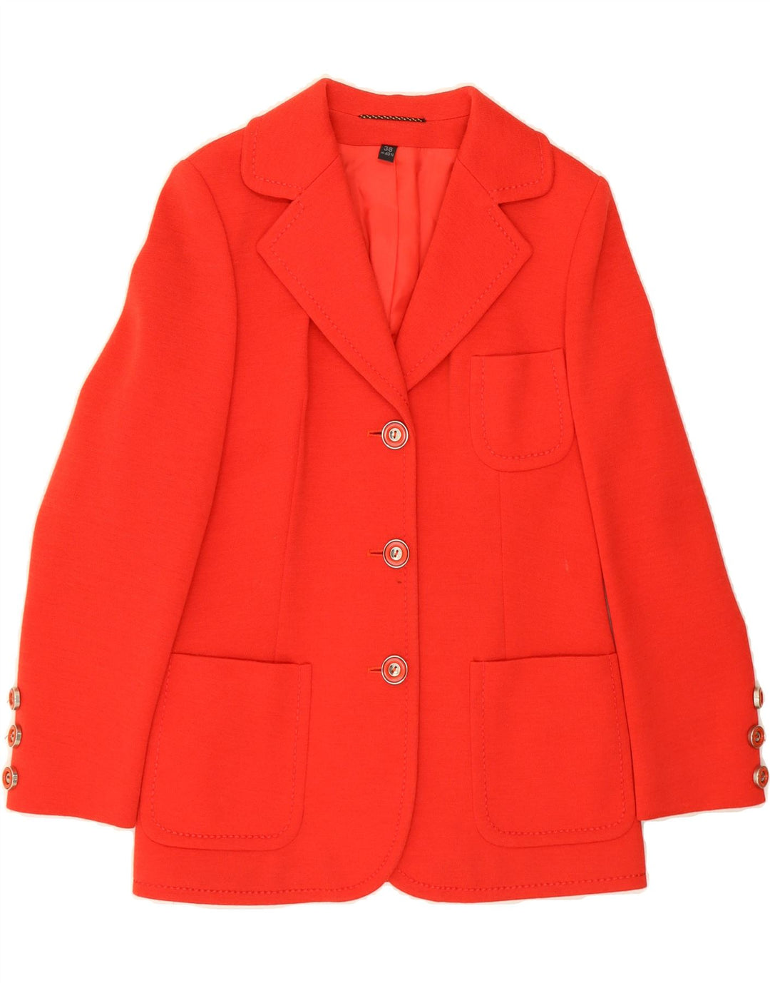 VINTAGE Womens 3 Button Blazer Jacket EU 38 Medium Red New Wool Vintage Vintage and Second-Hand Vintage from Messina Hembry 