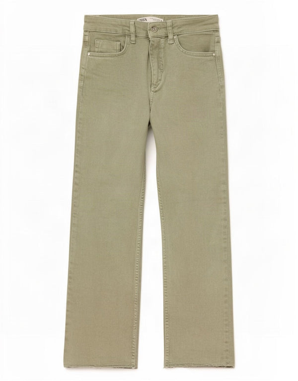 Женские укороченные джинсы Zara Bootcut EU 42, большие W32 L25, зеленый хлопок